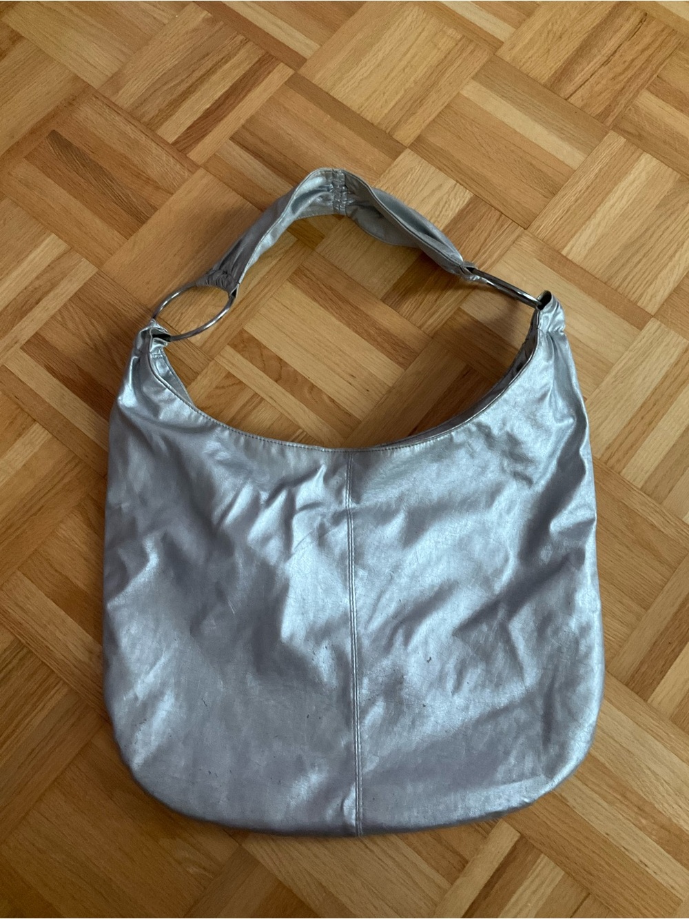 Silver Metallic Hobo Bag - Sleek Women's Shoulder Bag